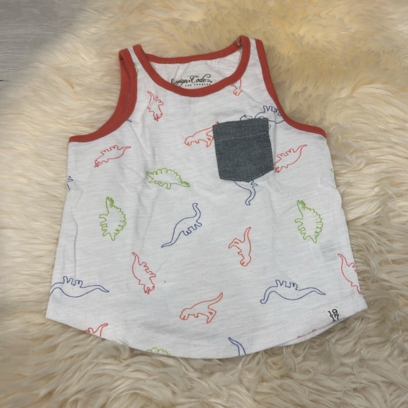 Soverign Code Dinosaur Style White Tank & Pocket & George Blue Shorts Size 18M - Picture 2 of 7